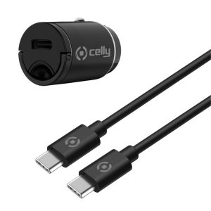 CARICATORE AUTO USB CELLY CARICABATTERIA 20W FAST CHARGE CARICA RAPIDA NERO