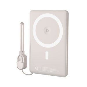 POWERBANK SGS MAGSAFE CARICA WIRELESS USB 5000MAH IPHONE BIANCO WHITE