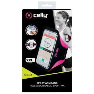 FASCIA DA BRACCIO CELLY SPORT ARM BAND PER SMARTPHONE 6.5" ROSA PINK