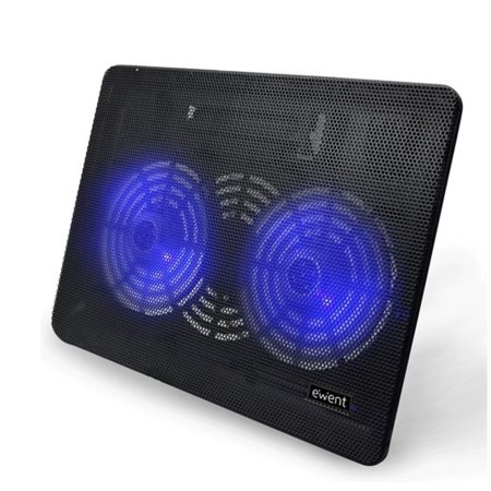 VENTOLA PAD DI RAFFREDDAMENTO EWENT PER NOTEBOOK LAPTOP A 2 VENTOLE FINO A 17"