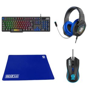 SPARCO SPGAMEKIT GAMING KIT 4 IN 1 TASTIERA MOUSE TAPPETINO E CUFFIE CON MICROFONO