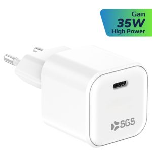 SPINA CARICATORE SGS 35W USB TYPE C GAN CARICA RAPIDA SUPERCHARGER BIANCO WHITE